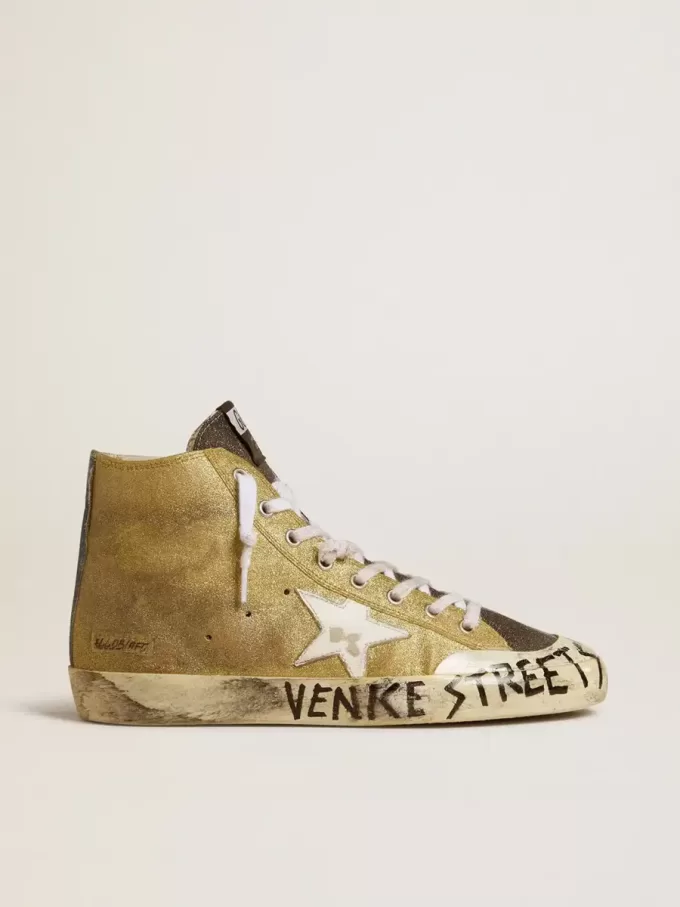 Francy LAB für Damen in goldenem Glitzer mit weißem Lederstern