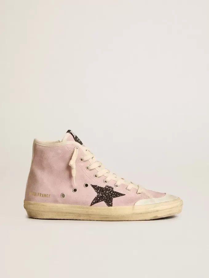 Francy Penstar für Damen aus rosa Wildleder mit grauem Glitzerstern