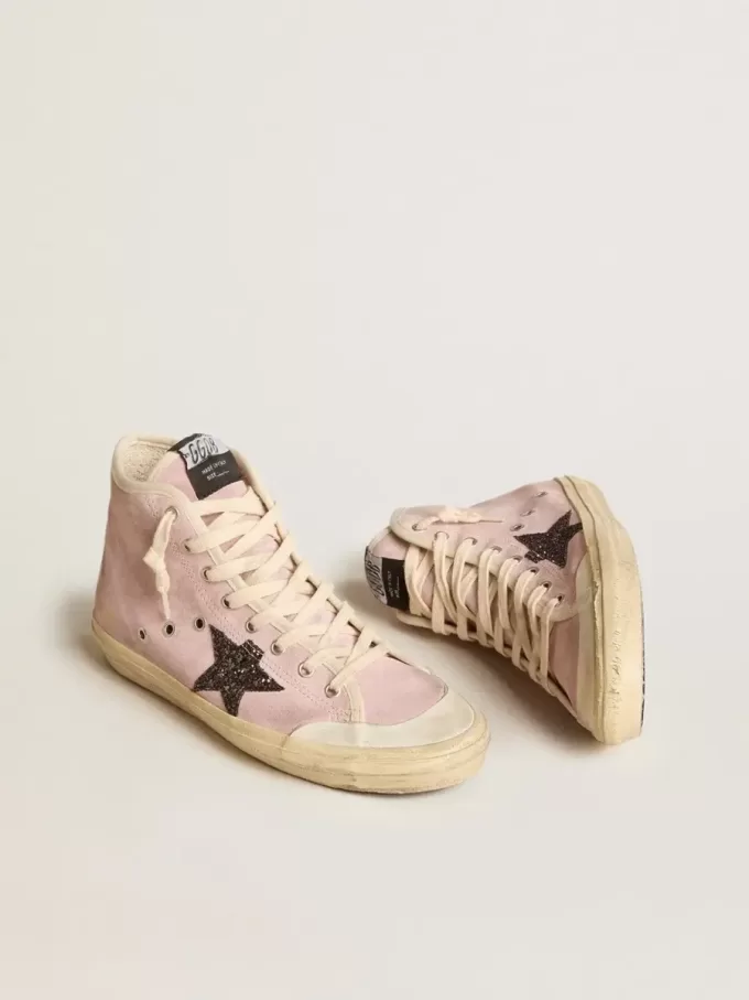 Francy Penstar für Damen aus rosa Wildleder mit grauem Glitzerstern