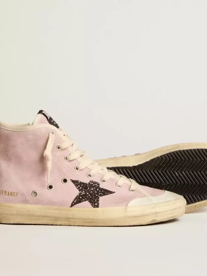 Francy Penstar für Damen aus rosa Wildleder mit grauem Glitzerstern