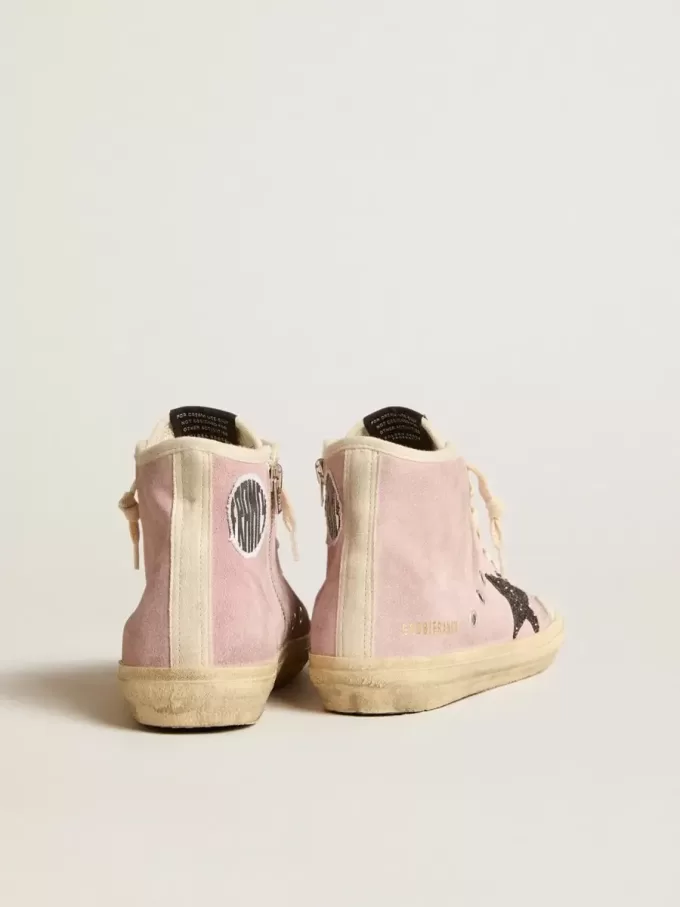 Francy Penstar für Damen aus rosa Wildleder mit grauem Glitzerstern