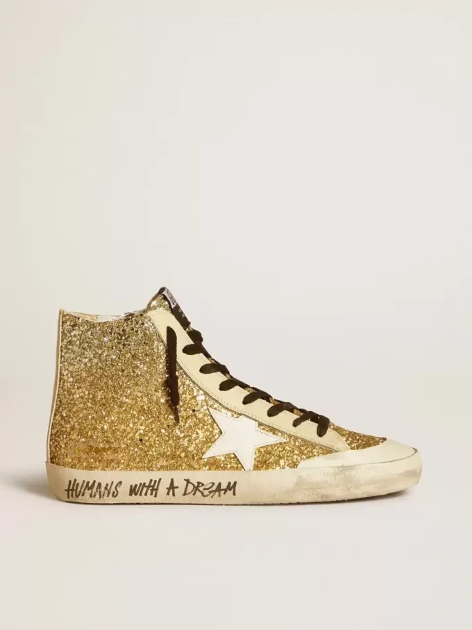 Francy Penstar in Goldglitter mit weißem Lederstern