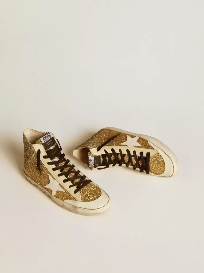 Francy Penstar in Goldglitter mit weißem Lederstern