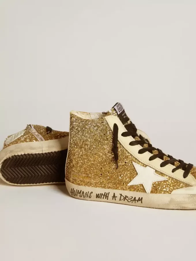 Francy Penstar in Goldglitter mit weißem Lederstern