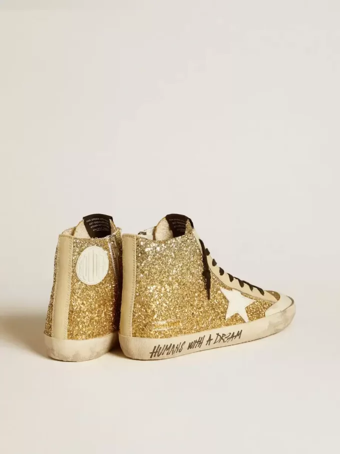 Francy Penstar in Goldglitter mit weißem Lederstern