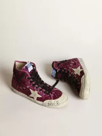 Francy Sneakers mit Pailletten und handgeschriebenem Schriftzug auf der Außensohle