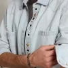 Gebleichtes Denimhemd für Herren mit gehämmerten Nieten