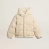 Gepolsterte Öko-Daunenjacke mit Reißverschluss und Kapuze