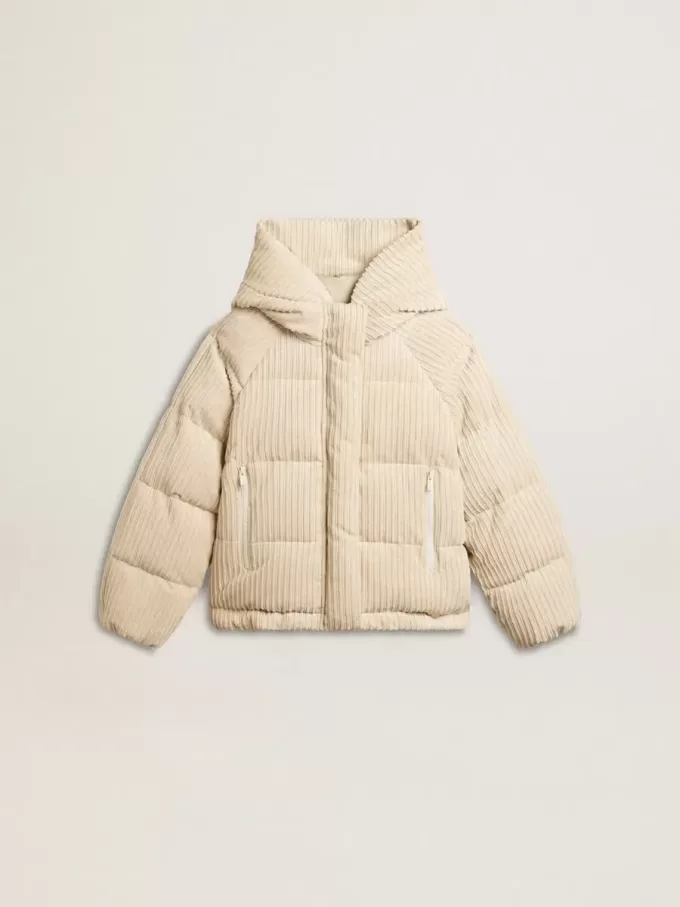Gepolsterte Öko-Daunenjacke mit Reißverschluss und Kapuze