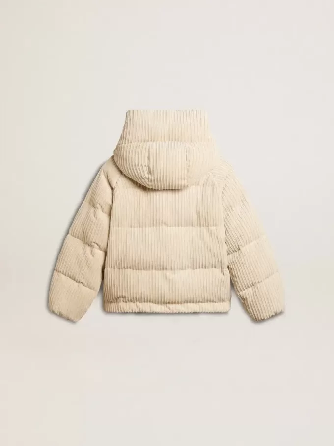 Gepolsterte Öko-Daunenjacke mit Reißverschluss und Kapuze