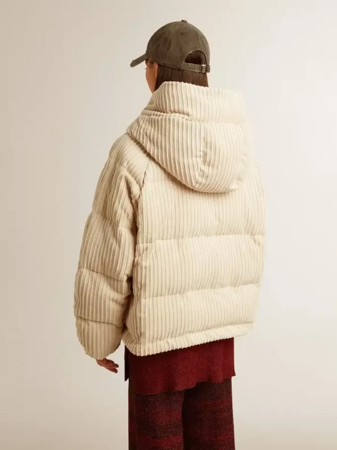 Gepolsterte Öko-Daunenjacke mit Reißverschluss und Kapuze