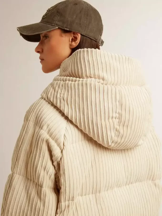 Gepolsterte Öko-Daunenjacke mit Reißverschluss und Kapuze