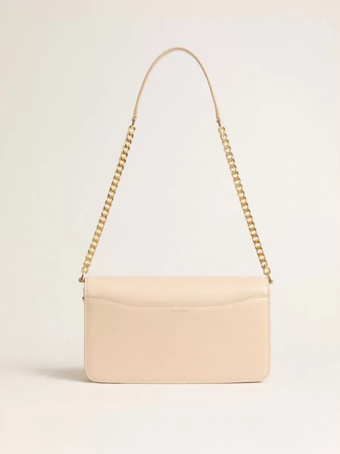Gioia Tasche aus hellrosa Leder mit Golddetails Gioia Tasche aus hellrosa Leder mit Golddetails