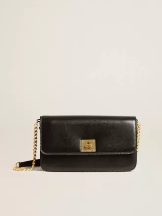 Gioia Tasche aus schwarzem Leder mit Golddetails