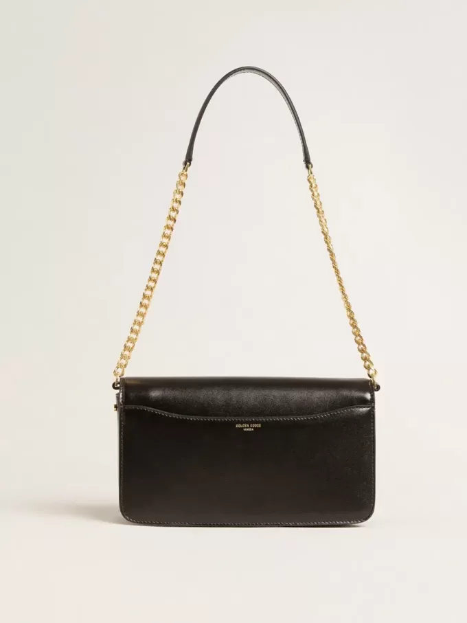 Gioia Tasche aus schwarzem Leder mit Golddetails