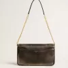 Gioia Tasche aus schwarzem Vintage-Leder mit goldenen Details
