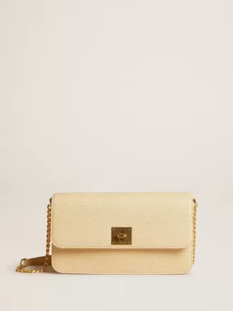 Gioia Tasche aus vanillefarbenem Schafsleder mit goldenen Details Gioia Tasche aus vanillefarbenem Schafsleder mit goldenen Details