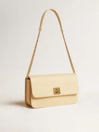 Gioia Tasche aus vanillefarbenem Schafsleder mit goldenen Details Gioia Tasche aus vanillefarbenem Schafsleder mit goldenen Details