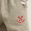 Grau melierte Cargo-Jogginghose aus Baumwolle mit Stickerei