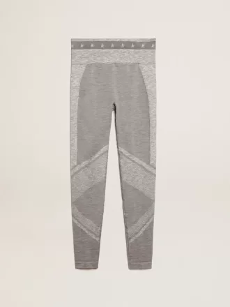 Grau melierte Damen-Leggings mit gemischten Nähten
