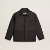 Grau melierte Wolljacke mit Knopfverschluss