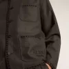 Grau melierte Wolljacke mit Knopfverschluss