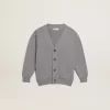 Graue Baumwollstrickjacke mit Logo auf der Rückseite