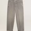 Graue Chino-Hose aus Baumwolle