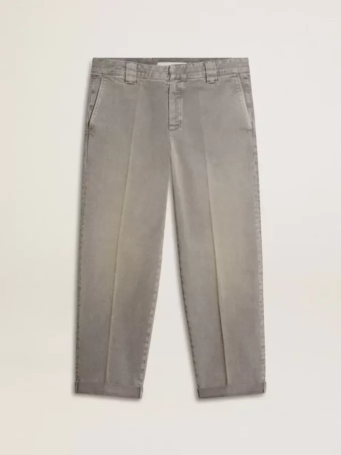 Graue Chino-Hose aus Baumwolle