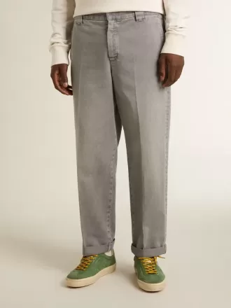 Graue Chino-Hose aus Baumwolle