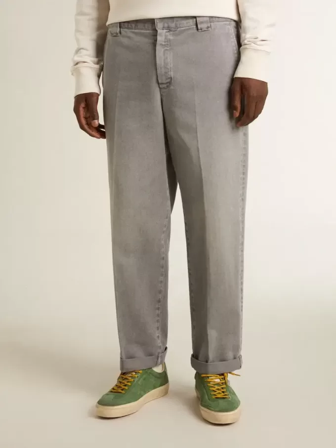 Graue Chino-Hose aus Baumwolle
