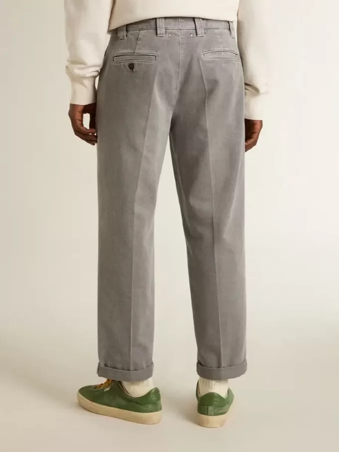 Graue Chino-Hose aus Baumwolle