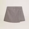 Graue Mini-Shorts für Damen aus Hahnentritt-Wolle