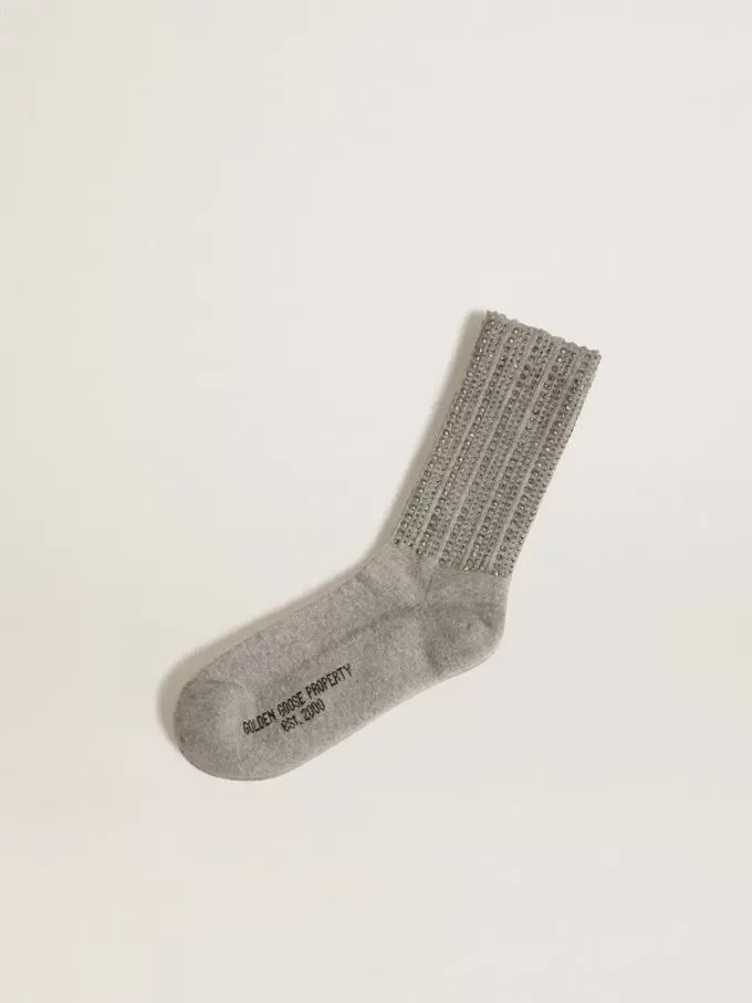 Graue Socken mit Kristallen am Schaft Graue Socken mit Kristallen am Schaft