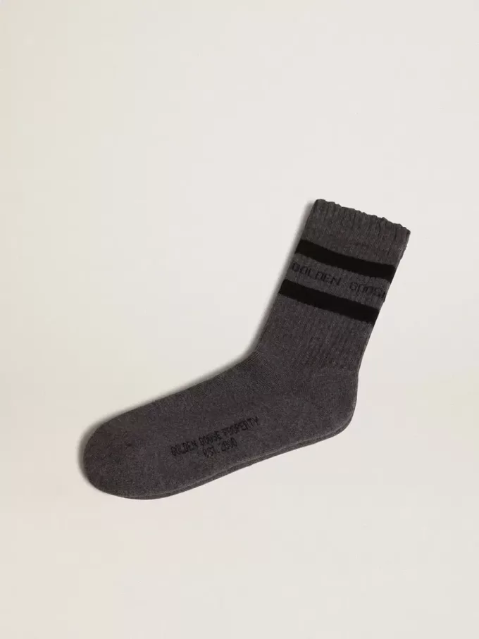 Graue Socken mit Used-Details und schwarzen Streifen