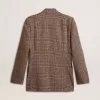 Grauer Einreiher-Blazer für Herren aus Wollstoff mit Hahnentrittmuster Grauer Einreiher-Blazer für Herren aus Wollstoff mit Hahnentrittmuster