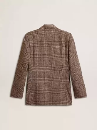 Grauer Einreiher-Blazer für Herren aus Wollstoff mit Hahnentrittmuster