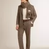 Grauer Einreiher-Blazer für Herren aus Wollstoff mit Hahnentrittmuster Grauer Einreiher-Blazer für Herren aus Wollstoff mit Hahnentrittmuster