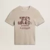 Graues Baumwoll-T-Shirt für Herren mit Vintage-Print auf der Vorderseite