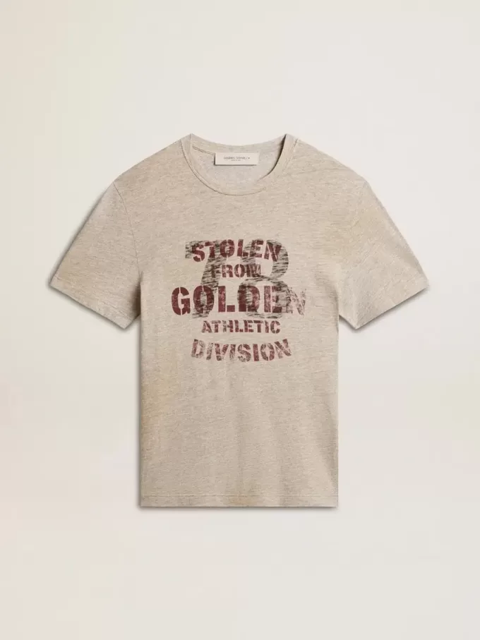 Graues Baumwoll-T-Shirt für Herren mit Vintage-Print auf der Vorderseite