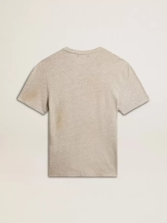 Graues Baumwoll-T-Shirt für Herren mit Vintage-Print auf der Vorderseite