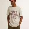 Graues Baumwoll-T-Shirt für Herren mit Vintage-Print auf der Vorderseite
