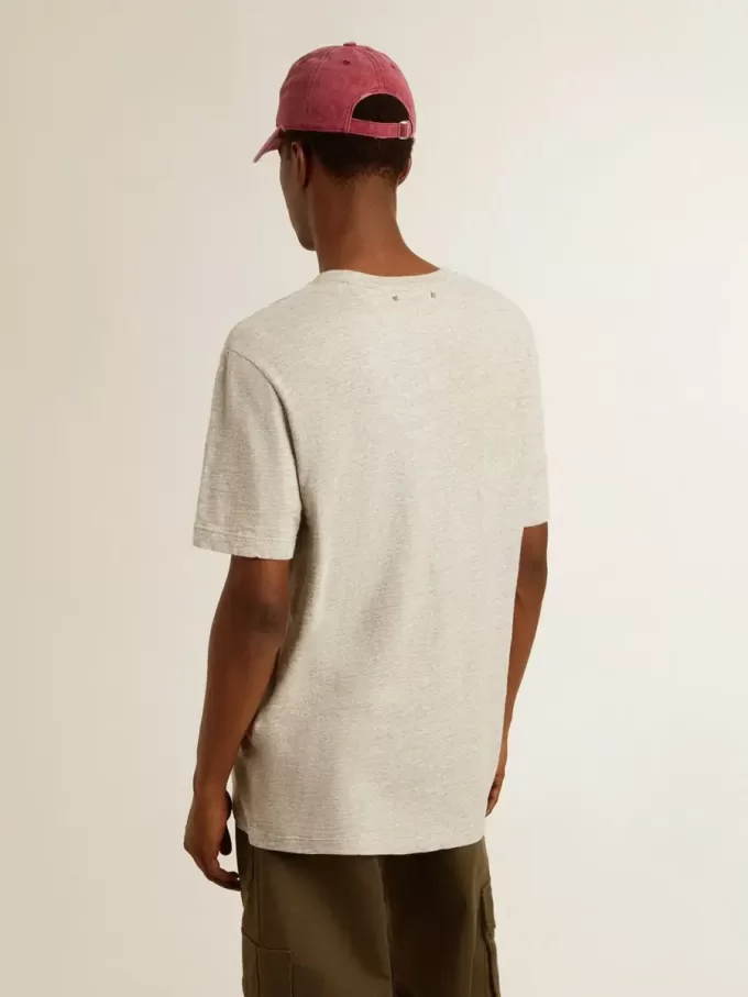 Graues Baumwoll-T-Shirt für Herren mit Vintage-Print auf der Vorderseite