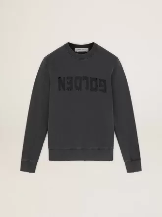 Graues Herren-Sweatshirt mit Logo und Used-Look