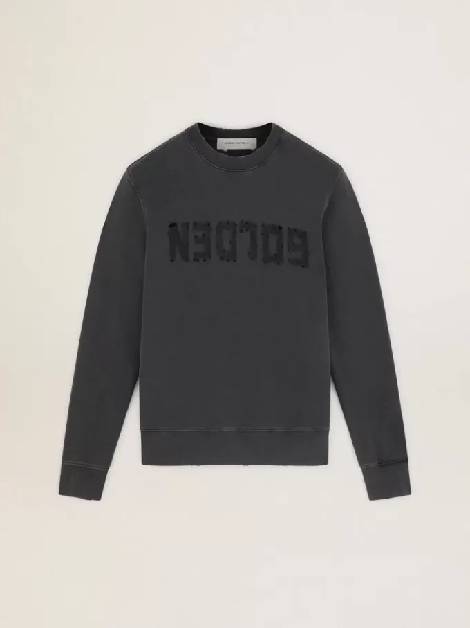 Graues Herren-Sweatshirt mit Logo und Used-Look