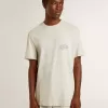 Graues Herren-T-Shirt mit schwarzem Schriftzug