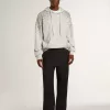 Graues Kapuzensweatshirt mit Kristallverzierung