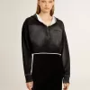 Graues, kurz geschnittenes Sweatshirt mit Used-Look Graues, kurz geschnittenes Sweatshirt mit Used-Look
