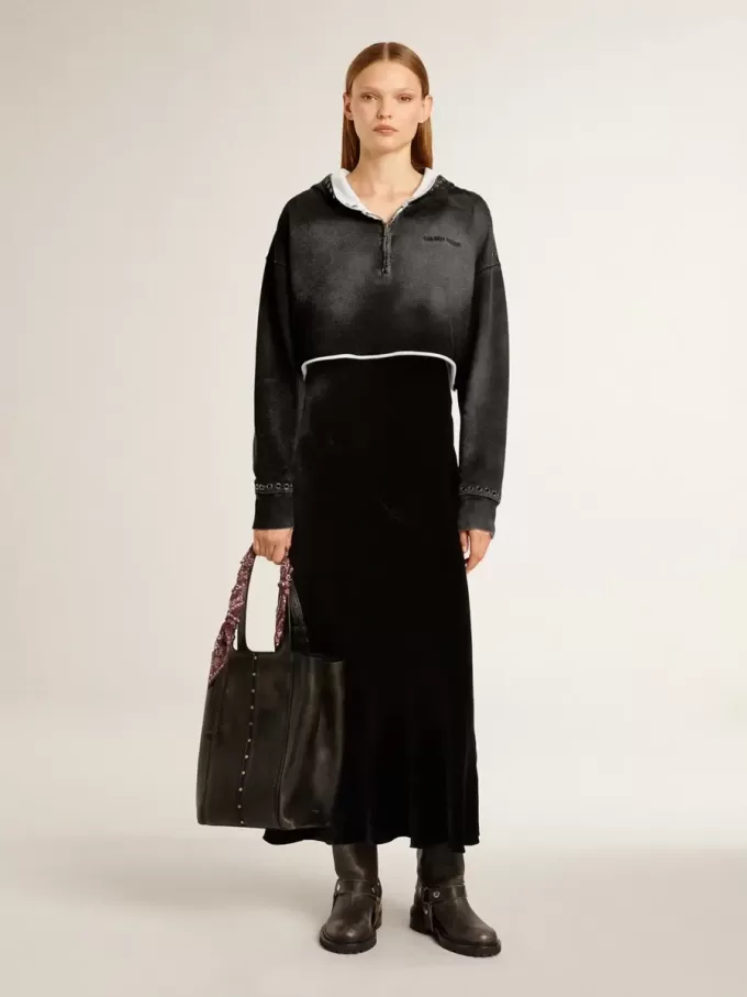 Graues, kurz geschnittenes Sweatshirt mit Used-Look Graues, kurz geschnittenes Sweatshirt mit Used-Look