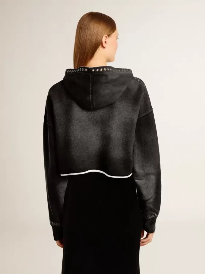 Graues, kurz geschnittenes Sweatshirt mit Used-Look Graues, kurz geschnittenes Sweatshirt mit Used-Look